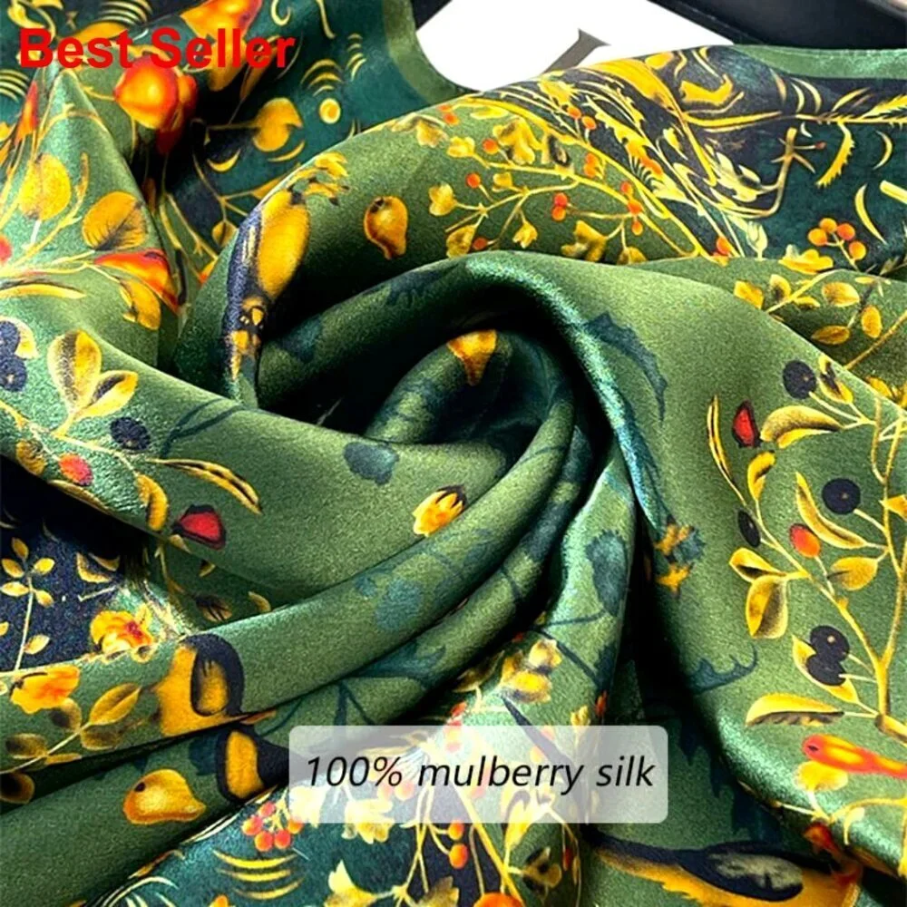 100% Mulberry Silk Square Scarf 25.6